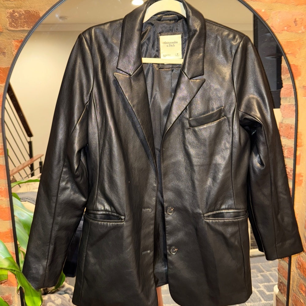 Abercrombie & Fitch black Faux Leather Blazer
